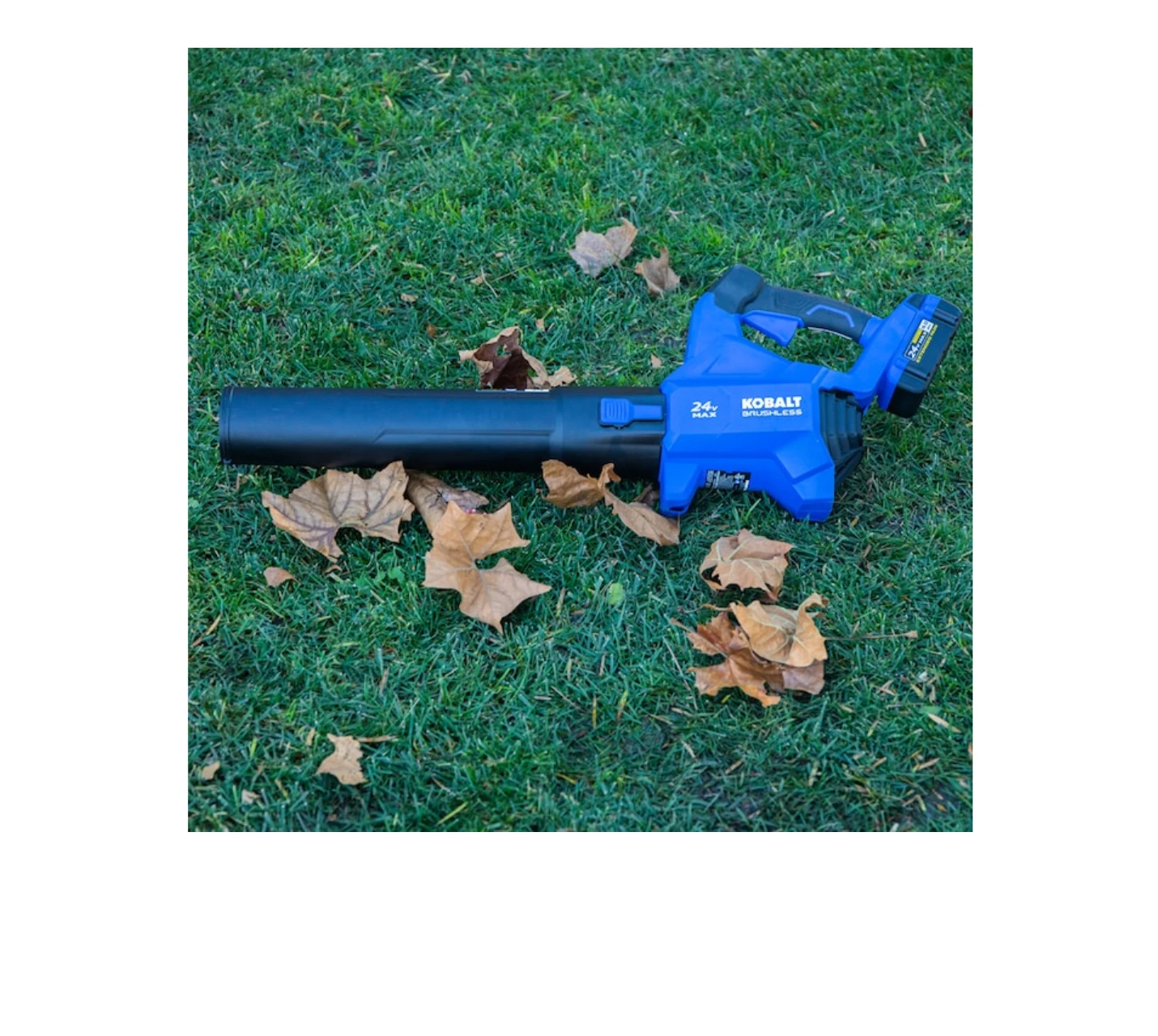 Kobalt KHB 4224A-03 24-volt Max 500-CFM 120-MPH Brushless Handheld Cordless Electric Leaf Blower 4 Ah (Battery & Charger Included) 15 Kobalt KHB 4224A-03 24-volt Max 500-CFM 120-MPH Brushless Handheld Cordless Electric Leaf Blower 4 Ah (Battery & Charger Included) - Image 13