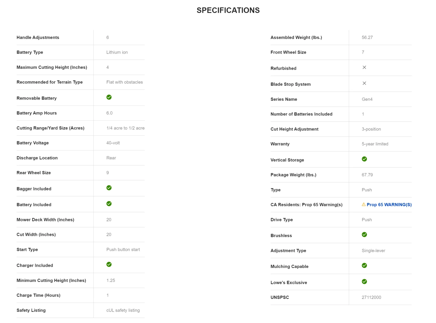 Kobalt KPM 1040A-03 Gen4 40-volt Brushless 20-in Cordless Electric Lawn Mower 6 Ah (Battery & Charger Included) 17 Kobalt KPM 1040A-03 Gen4 40-volt Brushless 20-in Cordless Electric Lawn Mower 6 Ah (Battery & Charger Included) - Image 15
