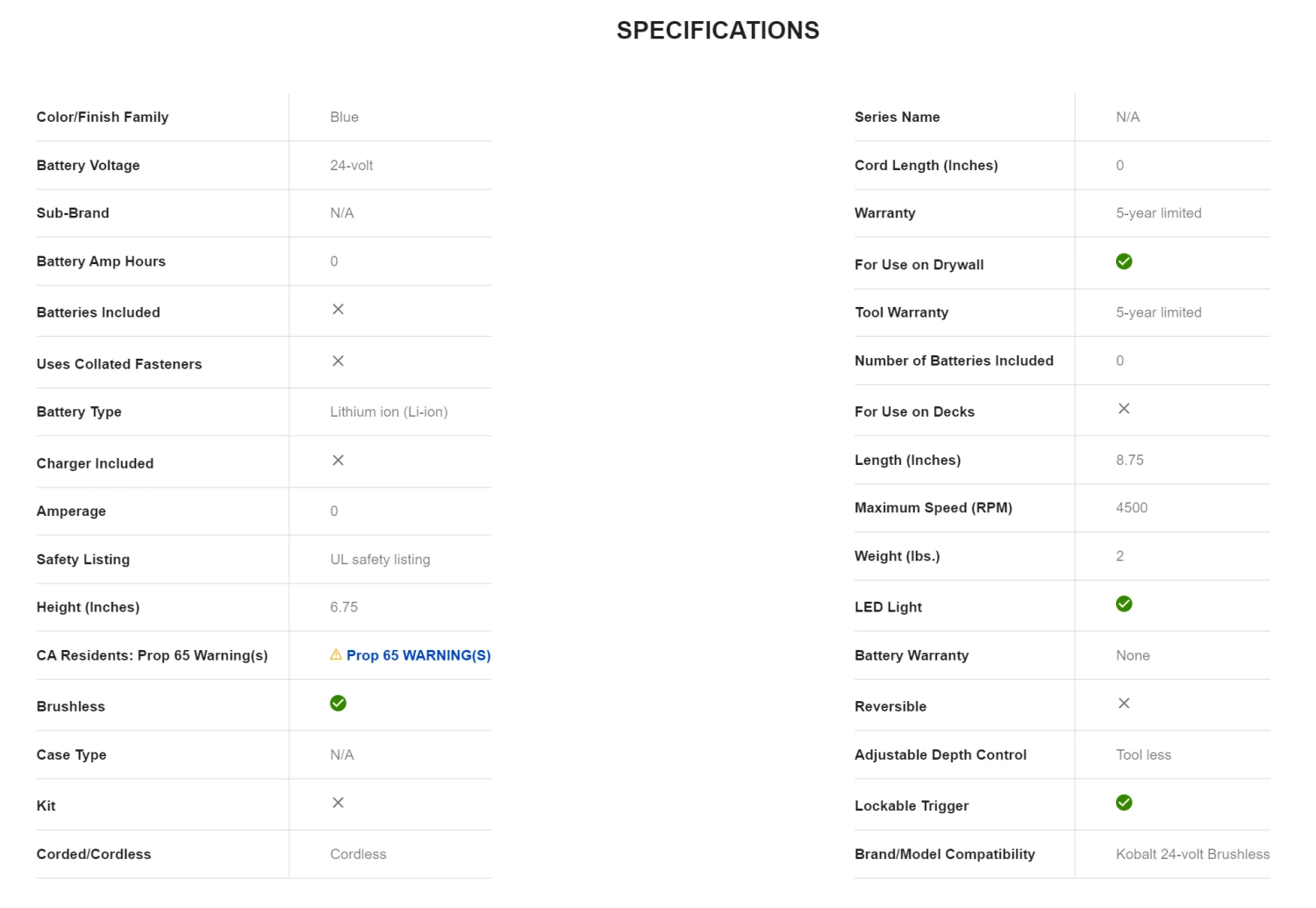 Kobalt KDS 124B-03 24-volt Lithium Ion (li-ion) Brushless Screw Gun 12 Kobalt KDS 124B-03 24-volt Lithium Ion (li-ion) Brushless Screw Gun - Image 10